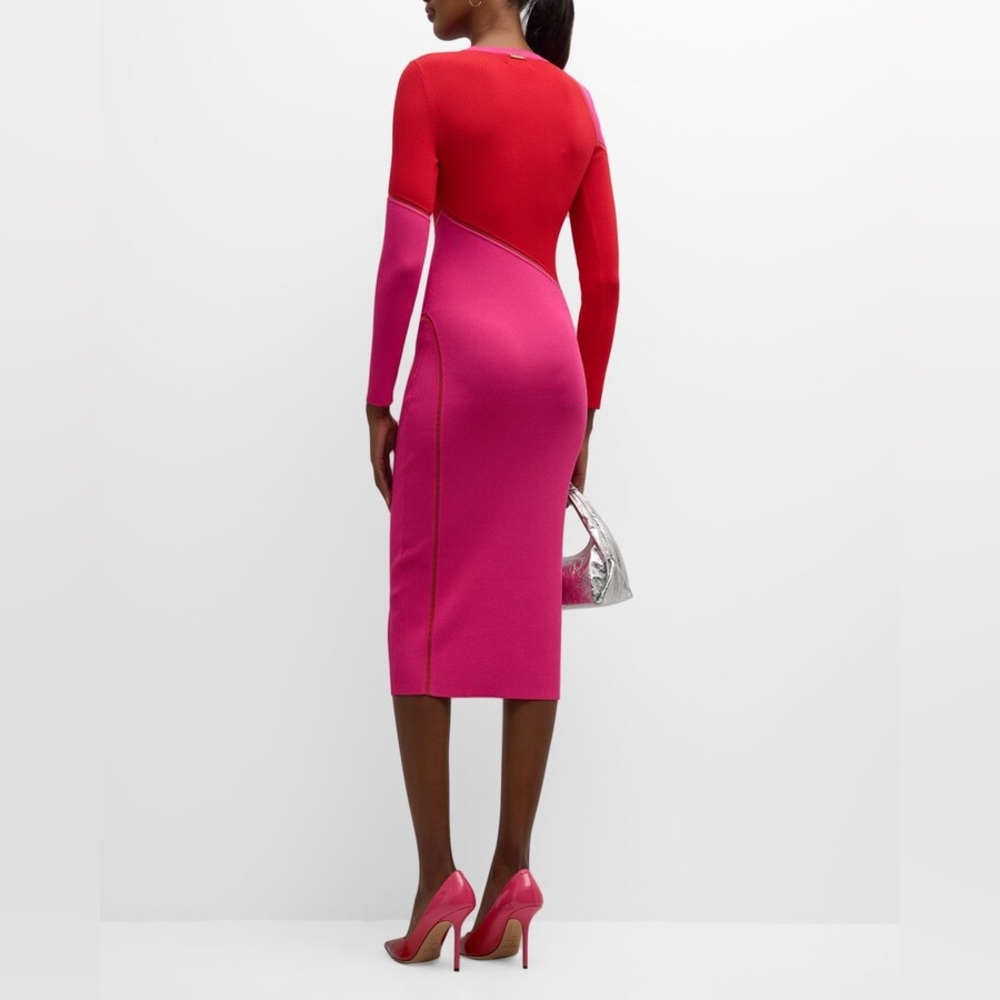 Milly Raziela Ribbed Colorblock Bodycon Midi Dress size M - Picture 8 of 9
